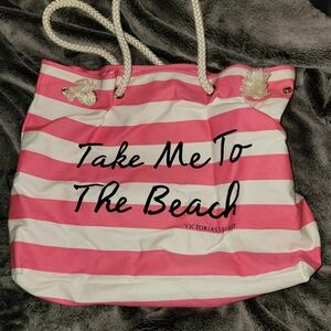 Victoria's Secret Pink and White Striped Tote